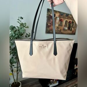 kate spade Beige Tote Bag with Black Trim/Strap